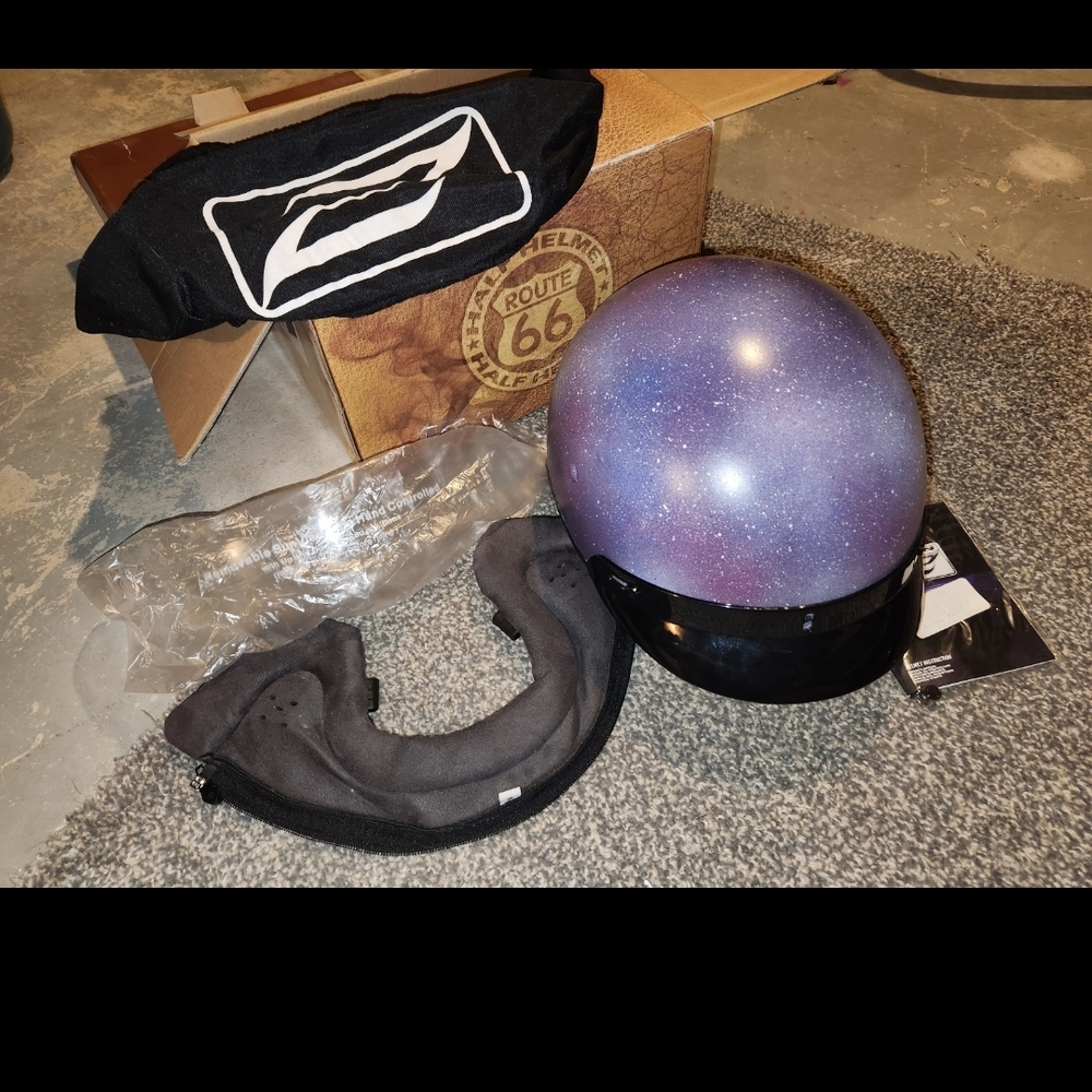 Zoan half motorcycle helmet, Marshall design, small, galaxy hand painted